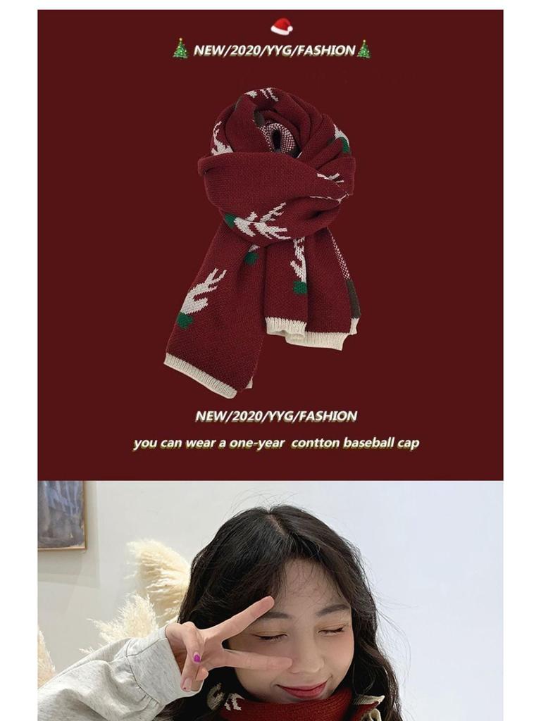 Rentier Strickschal im koreanischen Stil für Damen – Niedlicher & Weicher Winter-Halswärmer