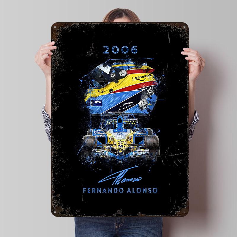 Fernando Alonso Printed Posters Customizable Wall Art Retro Vintage Metal Tin Signs for Home Room Custom Sign Bar Accessories
