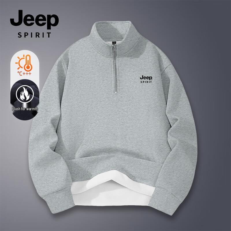 JEEP SPIRIT Men's Fleece Half-Zip Pullover Sweatshirt