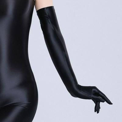 Gants longs sexy en huile lisse à haute élasticité pour femme 52 cm Fête de boîte de nuit Danse à la main Protection solaire Performance scénique Cosplay