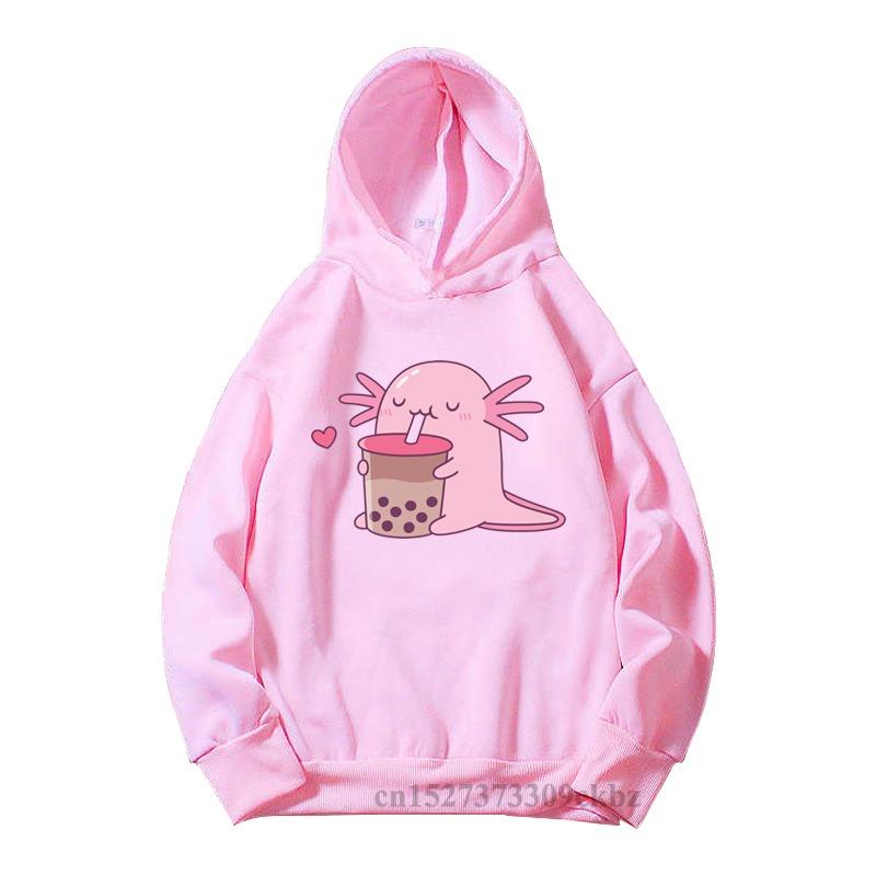 Just A Girl Who Loves Axolotls Print Kids Pink Hoodie Comfy Versatile Long Sleeve Streetwear Children Sweatshirt Baby Casual Top
