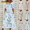 Fashion Summer Spring Short Sleeve O-Neck Casual Dresses