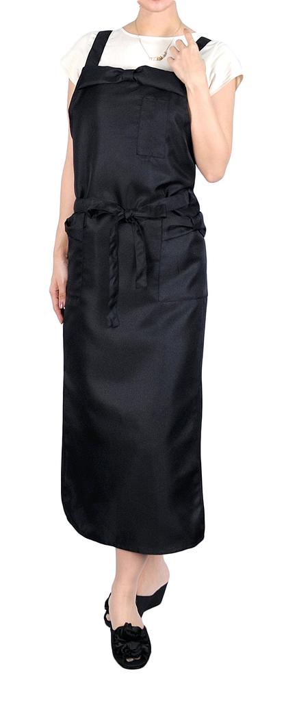 Ribbon Apron Long Black TO311