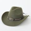Ethnic Felt Western Cowboy Hat Metal Bull Head Accessories Travel Outdoor Hat Big Head Circumference Jazz Hat