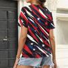 Women's Casual Short Sleeve V Neck Top Independence Day Printed T Shirt Lightweight Comfortable Summer Blouse