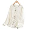 Pure Cotton Embroidered Shirt for Women Long Sleeves Summer New Thin Top Temperament Lady Round Neck Shirt