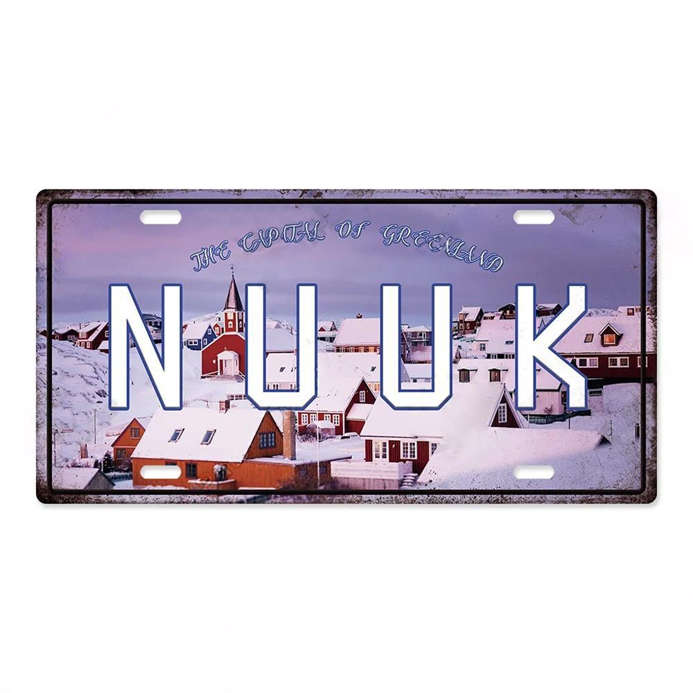 Hauptstadt Kennzeichen Metallposter Schilder Wanddeko Plakette Metall Vintage Blechschild für Restaurant Bar