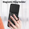 For Samsung Galaxy A25 5G (Global) (161mm) Magnetic Case Ring Holder Foldable Kickstand TPU PC Phone Cover with Camera Lens Slider