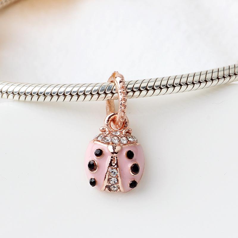 New Original Alloy Bead Red Lucky Ladybug Clover Daisy Flower Charm Fit Bracelet Bangle Diy Women Jewelry Dropship