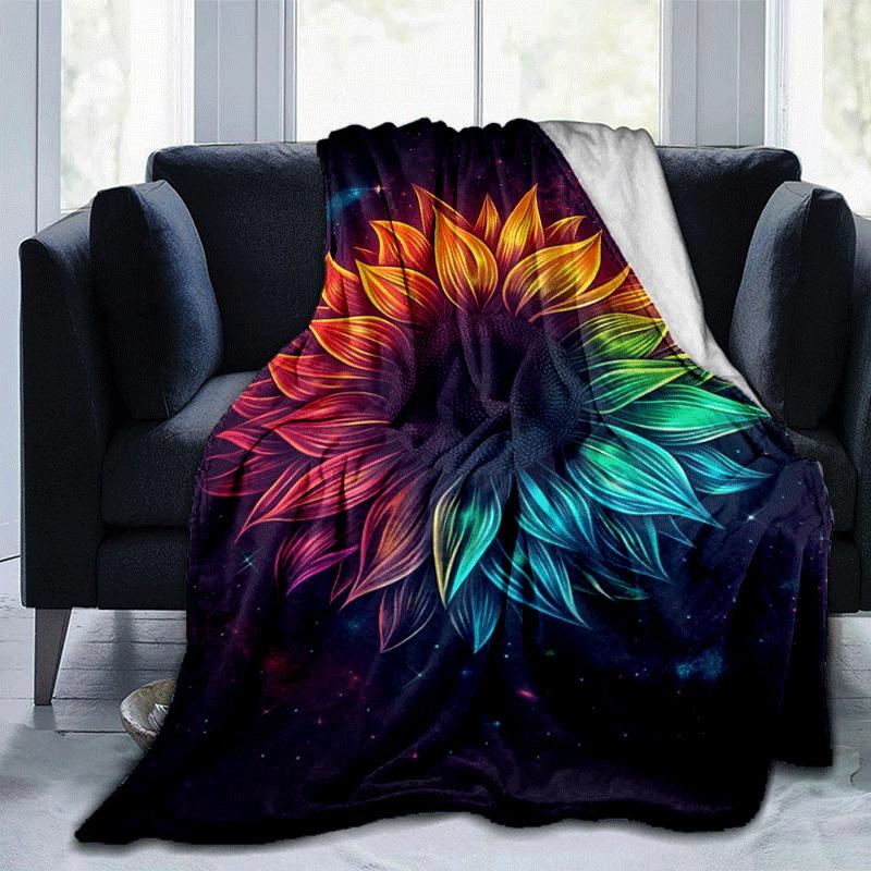 1pc Sunflower Printing Lightweight Flannel Blanket, Comfortable and Warm Blanket, for Camping Sofa Bed and Couch Office, Suitable for Gift Bl