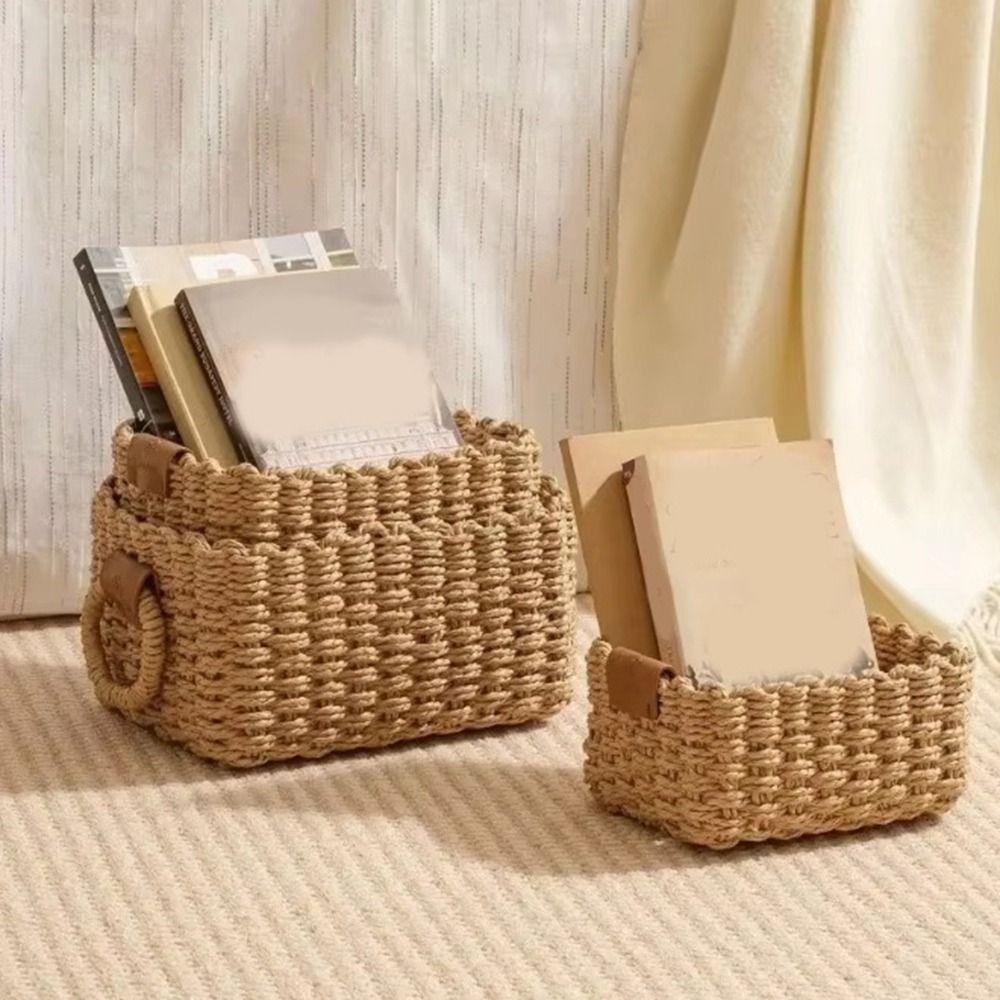 3 Stück Einfacher Papierseil-Aufbewahrungskorb Handgefertigter Geschenke-Aufbewahrungsbehälter Geflochtener Aufbewahrungskorb Büro