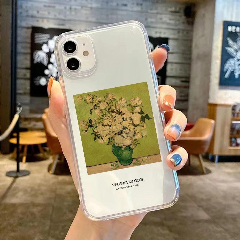 Retro Van Gogh Oil Painting Phone Case For iPhone 17 11 14 15 16Pro Max 12 Mini 13 7 16Plus 17E 16E Transparent Soft Cover Shell