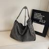 Denim Tote Bag For Women Large Capacity Casual Street Style With Zipper Closure