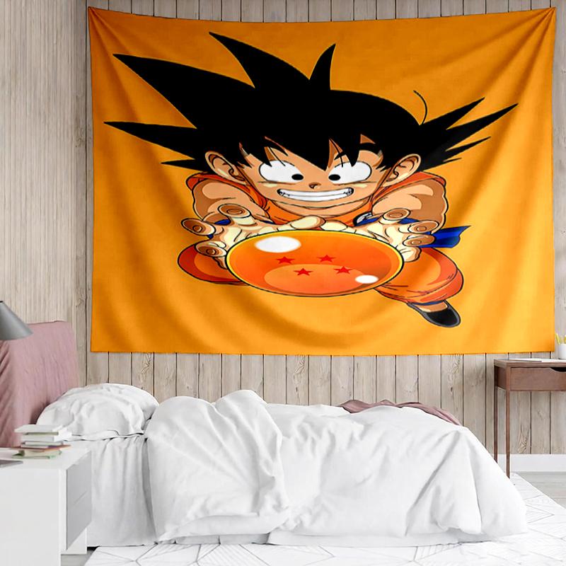 Dragon-Ball Print Tapestry, Backdrop, Easy Setup, Ideal for Bedroom, Office & Living Room, with Aesthetic Wall Hanging Decor.