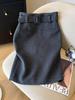 2025 Autumn/Winter High-Waisted Grey A-line Skirt - Thickened, Slimming, Hip-Hugging