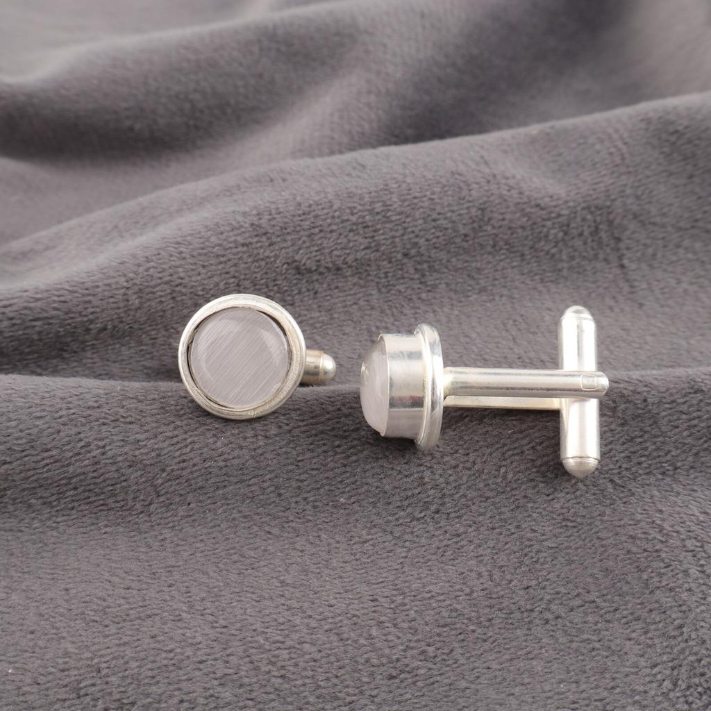 925 Sterlingsilber Selenit Edelstein Manschettenknopf Handgefertigter Schmuck Vatertagsgeschenk CL-4-28