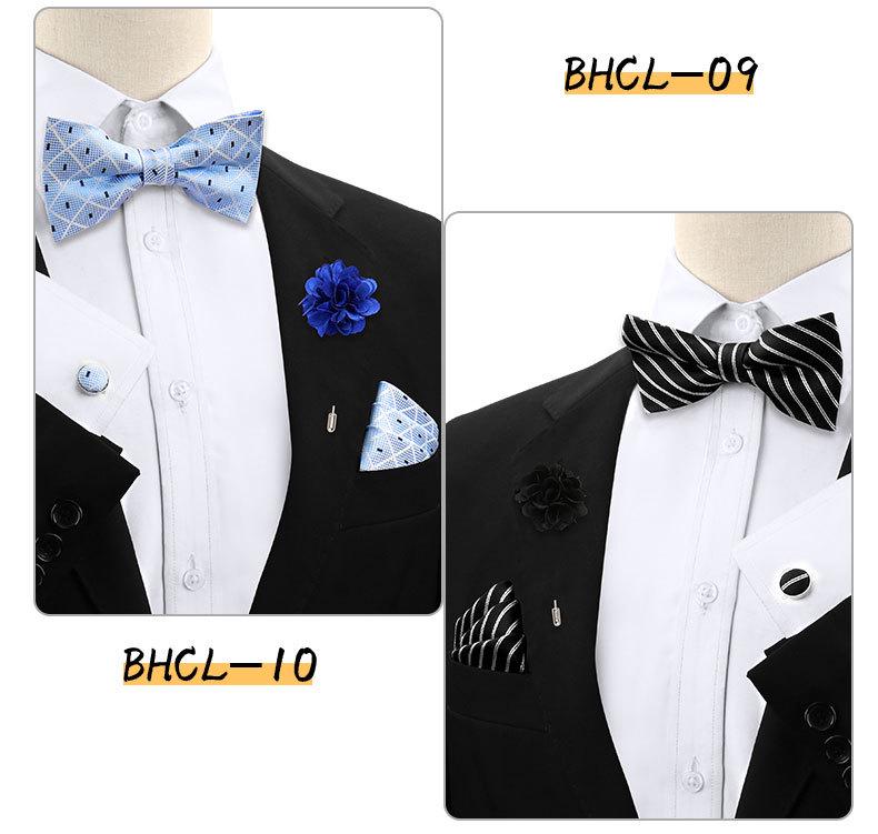 Korean Style 4-Piece Men's Bow Tie & Pocket Square Set for Weddings & Formal Events