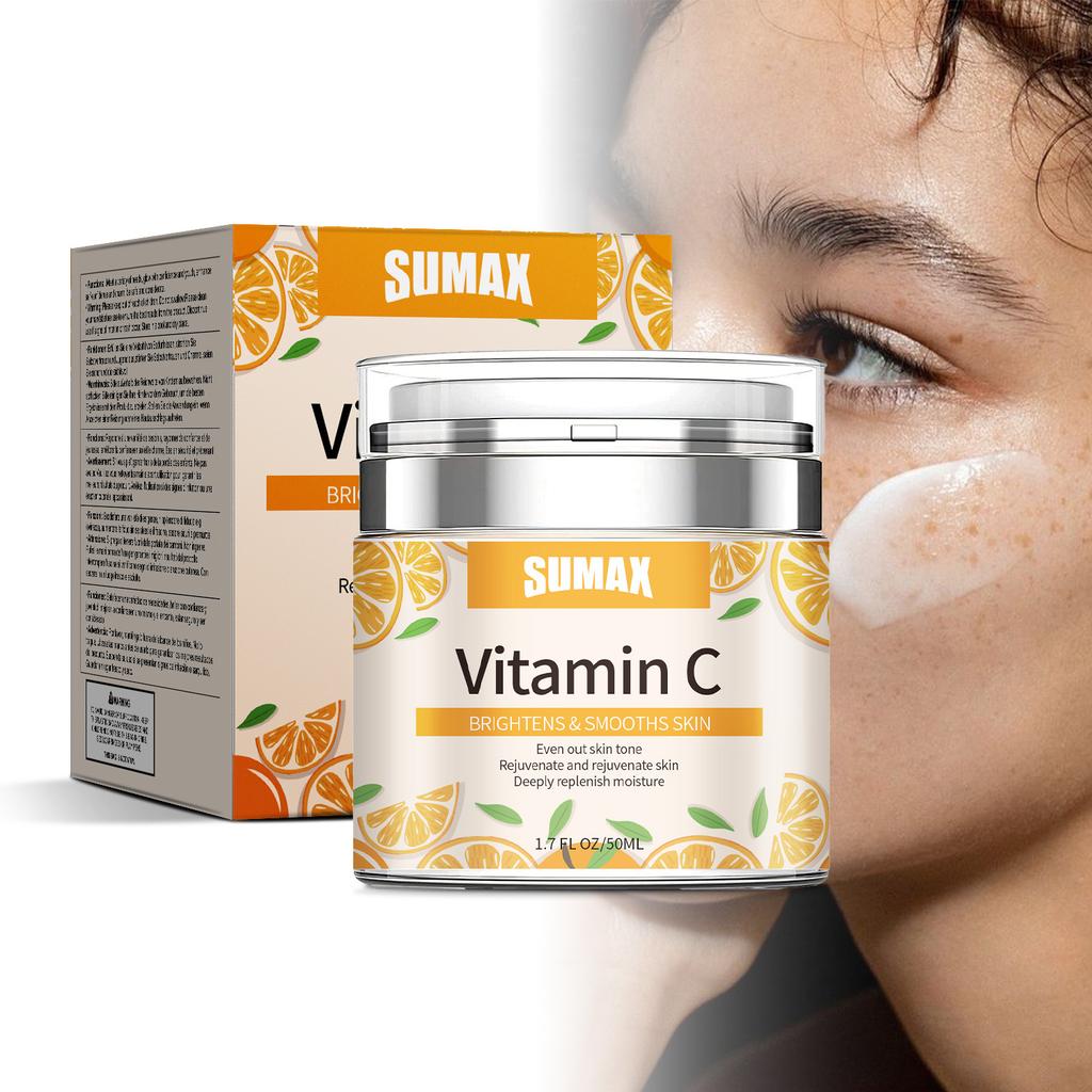 Crème Visage Vitamine C en Pot Pressé 50ml Lisse Délicate Éclatante et Translucide Absorption Rapide de la Peau Sérum Anti-Âge au Rétinol