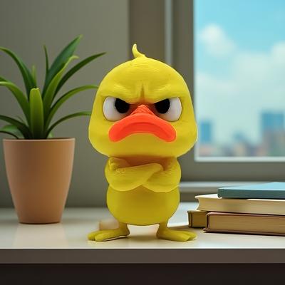 Angry Yellow Duck Statue - Playful Crossed Arms Figurine, Desktop Household Workspace Decoration Gift For Kids