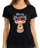 Merry Christmas Weihnachten Rentier Nikolausmütze niedlich bunt Damen T-Shirt