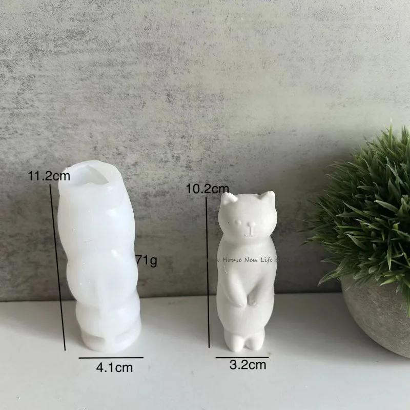 3D Liebe Katze Silikon Kerzenformen Stehende Katze Handwerk Gips Harz Zementform DIY Katzen Kerzenständer Aromatherapie Gipsform