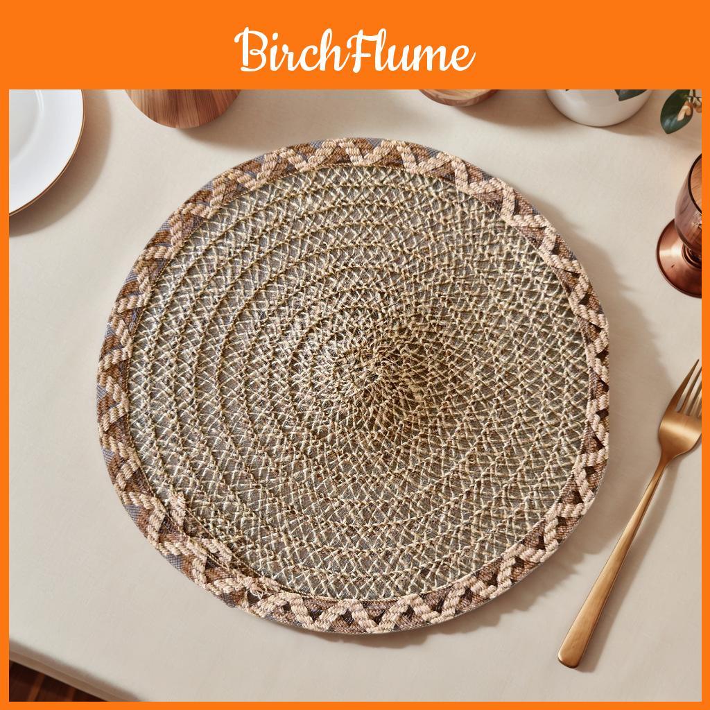 Nordic Style Washable Round Table Mat With Hollow Floral Pattern For Home Dining Decor
