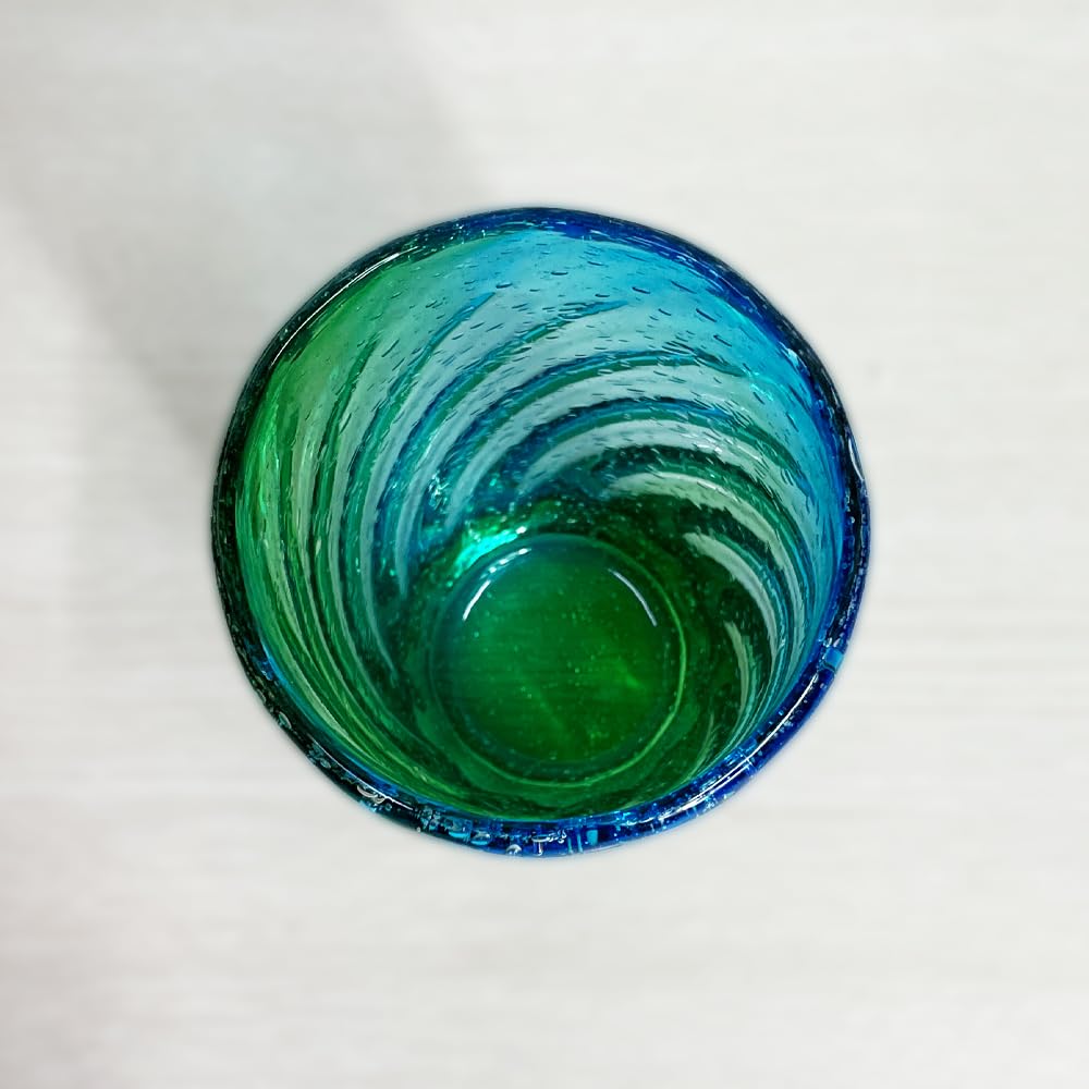 Ryukyu Glass Tumbler, Okinawa Souvenir, Awamori Glass, Cup, Stylish, Birthday Gift, Churaumi Long Glass (Light Green)