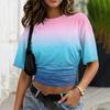 Women’s Crew Neck Pullover Printed Short Sleeve T Shirt Loose Fit Casual Top Gradient Design Soft Fabric Comfortable Wear