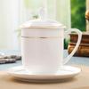 Bone China Office Mug with Lid and Saucer