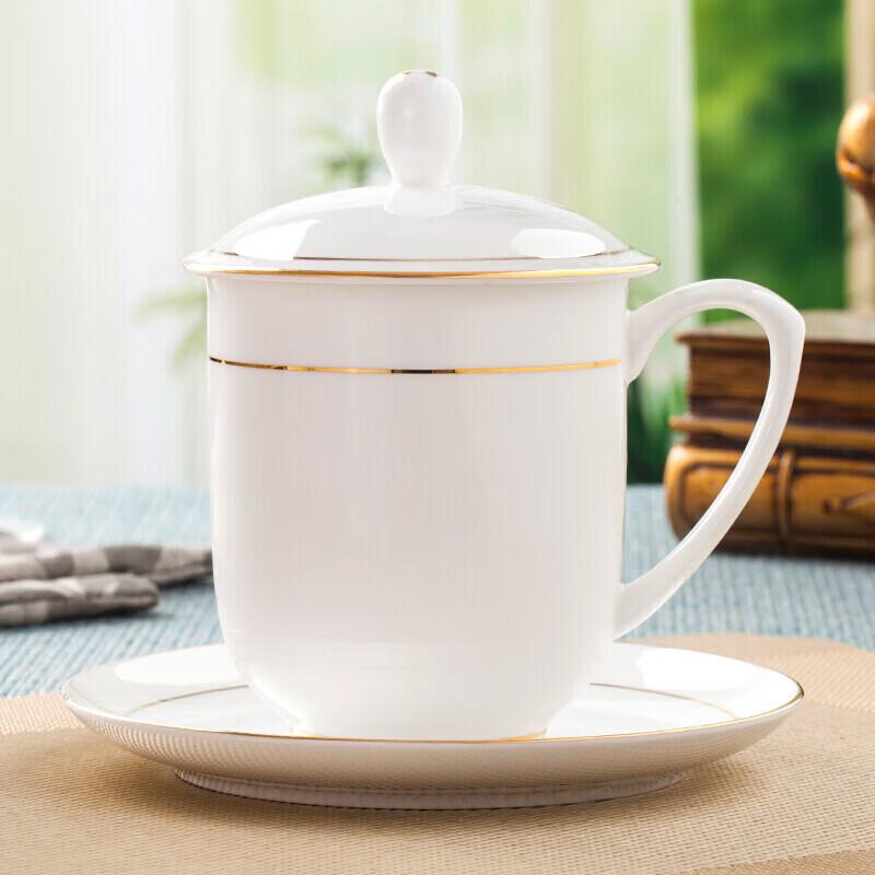 Bone China Office Mug with Lid and Saucer Medium