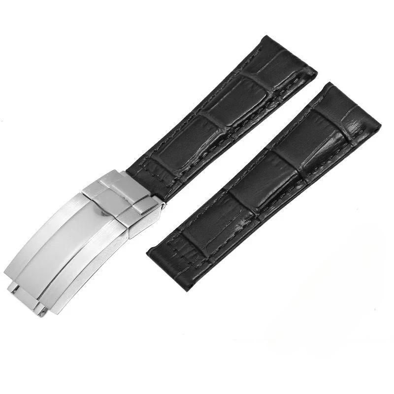 Crocodile Pattern Genuine Leather Watchbands 20mm for  Watch Strap Daytona Submariner  Bracelet Folding Buckle