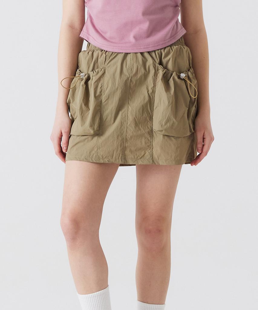 AWESOME STUDIO Nylon Cargo Mini Skirt Light Khaki