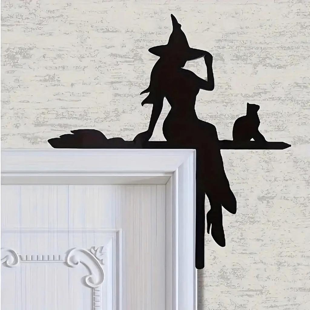 Metal Wall Corner Decoration Witch Silhouette Design for Indoor Outdoor Use Durable Iron Material Suitable for Home Office and Party Settings