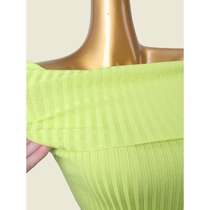 Foreign Trade Fashion Brand off-Neck Sexy Inner Wear High Slit Hip Skirt Inner Wear Knitted Sleeveless Dress
