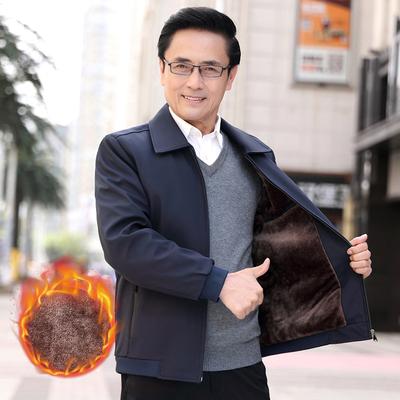 Dad's Winter Casual Jacket Men's New Fleece Thickened Business Jacket Middle-aged and Elderly Clothes