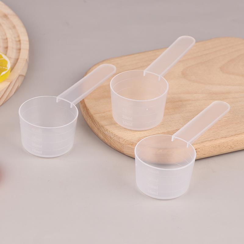 10Pcs 40Ml 20G Flat Bottom Graduated Measuring Spoon With Scale Transparent Plastic Kitchen Baking Measuring Spoon Tableware