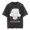 Hot Manga Jujutsu Kaisen T Shirt Gojo Satoru Print Tshirt Vintage Washed Streetwear Men Women Clothes Cotton Oversized Tee Shirt