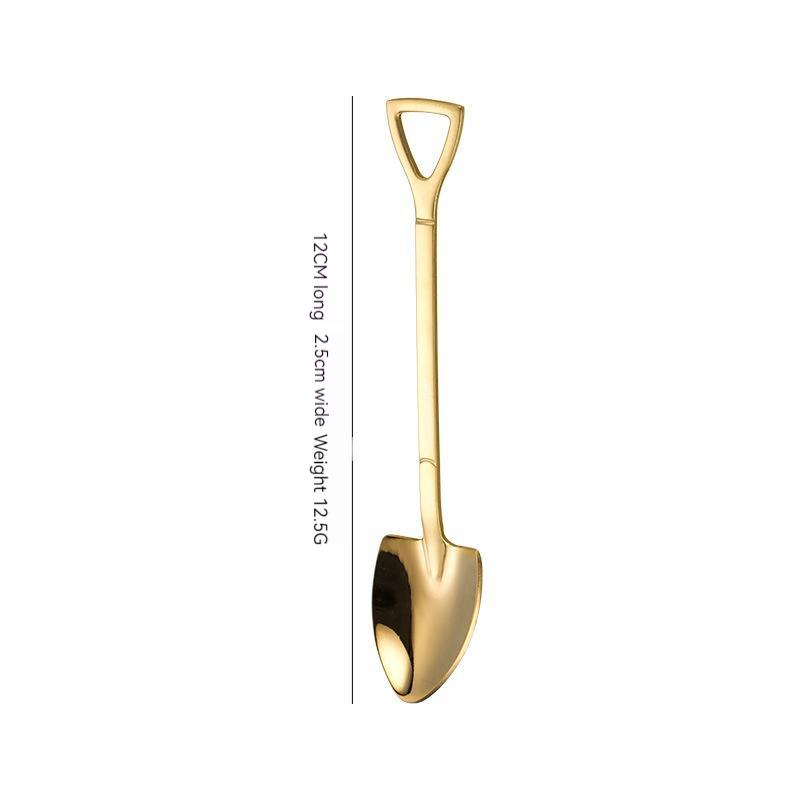 1PC 304 Stainless Steel Retro Coffee Spoon Shovel Ice Cream Spoon Creative Tea Spoon Fruit Forks Fashion Tableware