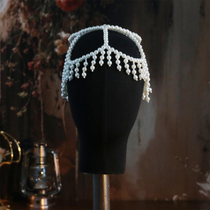 Fashionable Pearls Tasseld Headpiece for Women Suitable for Weddings Birthdays and Beach Vacation