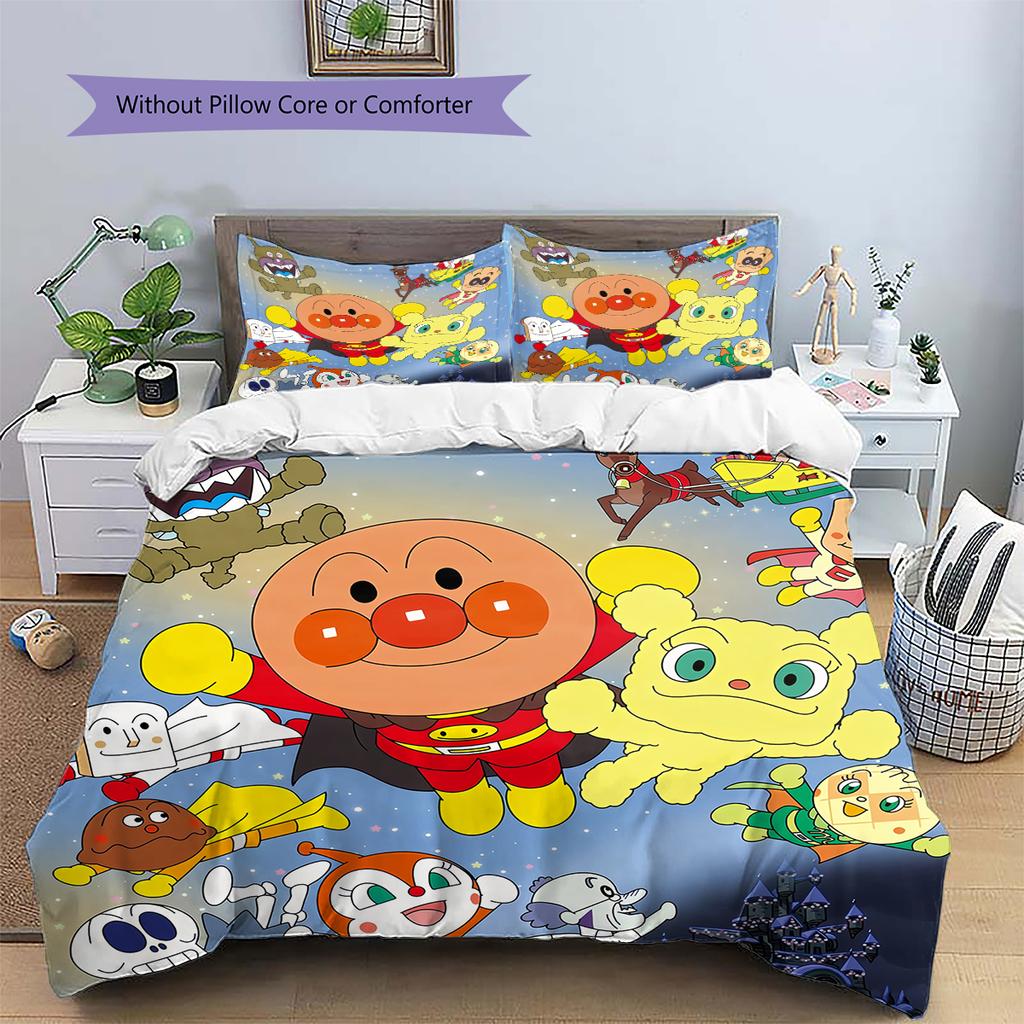 Σετ Κλινοσκεπασμάτων Anpanman Kawaii Κάλυμμα Παπλώματος Μαξιλαροθήκη Χωρίς Γέμισμα, Μαλακή Διακόσμηση Υπνοδωματίου Σπιτιού, Τέλειο Δώρο για Θαυμαστές.chl