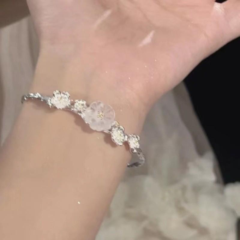 Brățară Clopoțel Floare de Prun Stil Chinezesc Retro Culoare Argintie Brățări Manșetă Pentru Femei Floare Brățară Bangle Deschisă Bijuterii