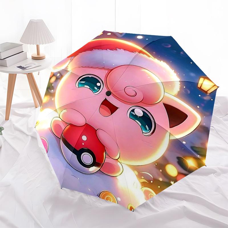 

1pc Christmas Jigglypuff Pokémon Umbrella - Auto Open Close, Portable 3-Fold Design, 8-Rib Iron Frame, Outdoor Umbrella, Perfect Gift for Fans, Travel