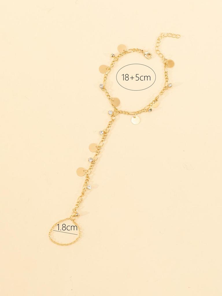 14K Gold Crystal Teardrop Pendant Tassel Bracelet & Anklet Set