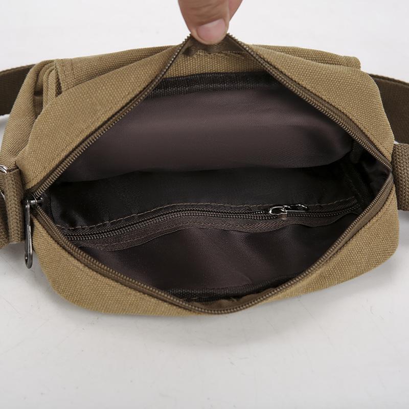 Men's Retro Canvas Crossbody Bag - Small Square Design for Business & Casual Commute