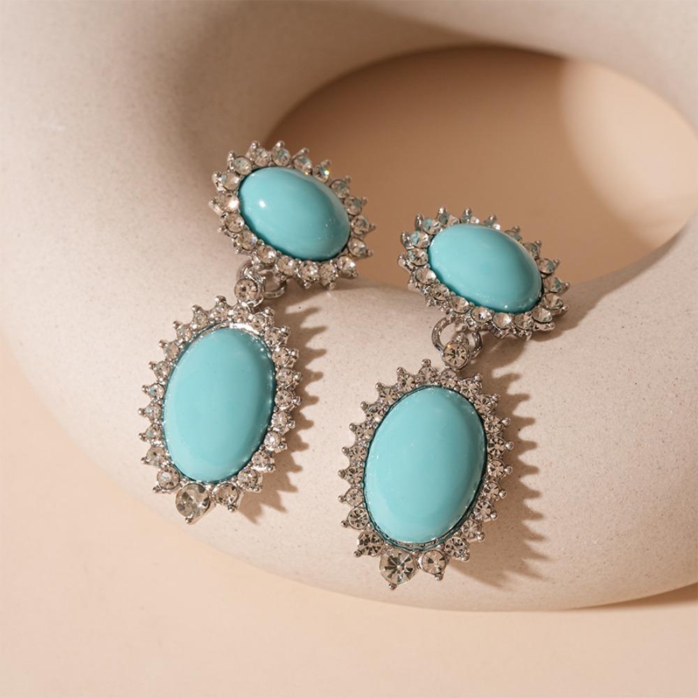 Turquoise Bohemian Turquoise Earrings Green Water Drop Earrings Pendant Pearl Ear Studs  Lady Gifts