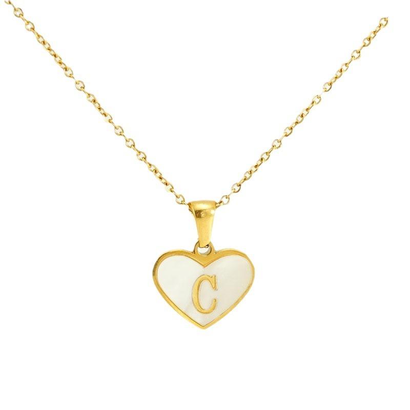 26 English Letter Love Inlaid Shell Necklace Women's European and American Collarbone Chain Pendant Jewelry 2026