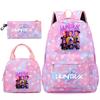 3Pcs/set Anime Cartoon Printed Backpack Handbag Pencil Case for Teenger Student Girl Boy Large Capacity Waterproof Bookbag