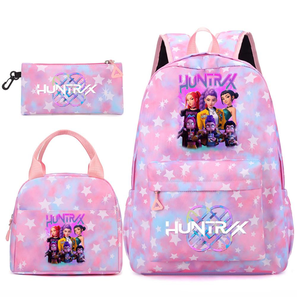 3Pcs/set Anime Cartoon Printed Backpack Handbag Pencil Case for Teenger Student Girl Boy Large Capacity Waterproof Bookbag