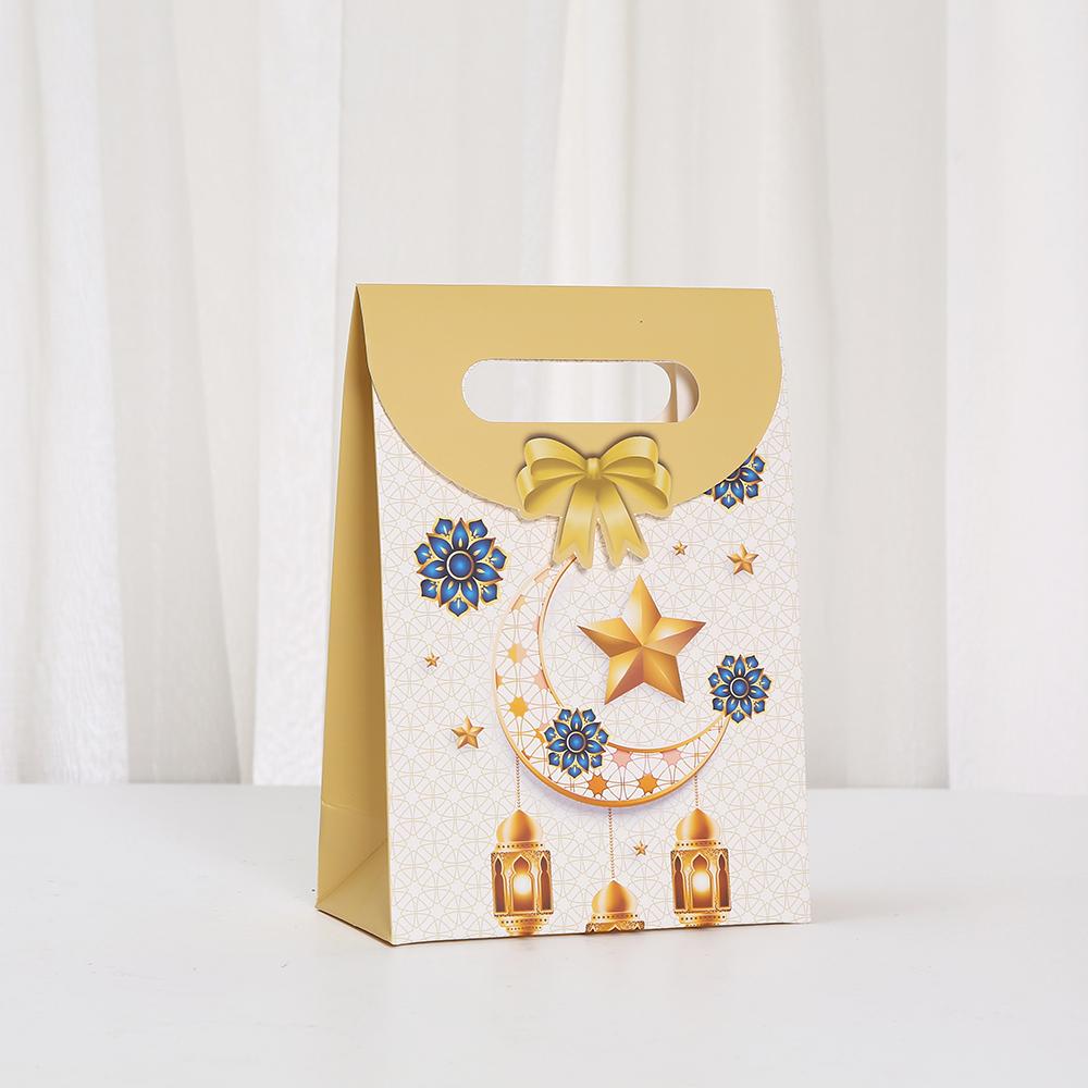 20pcs Eid Mubarak Ramadan Paper Tote Gift Bags Moon and Star Gift Bags for Party Favors Bakeries and Candy Packaging