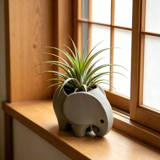 3D Printed Elephant Planter Pot, Cute Small Desktop Ornaments, Multi-Purpose Flowerpot And Pen Holder, Simple Home Office Decor